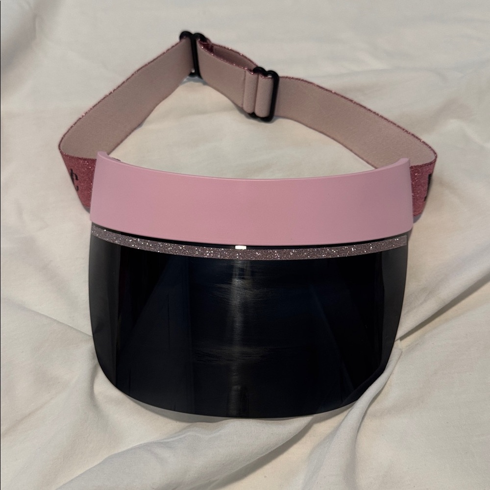 Jimmy Choo Pink and Black Glitter visor